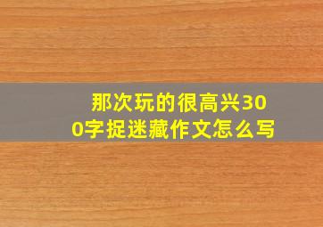 那次玩的很高兴300字捉迷藏作文怎么写