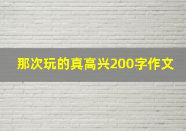 那次玩的真高兴200字作文