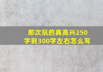 那次玩的真高兴250字到300字左右怎么写