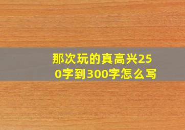 那次玩的真高兴250字到300字怎么写