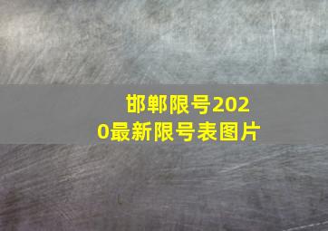 邯郸限号2020最新限号表图片