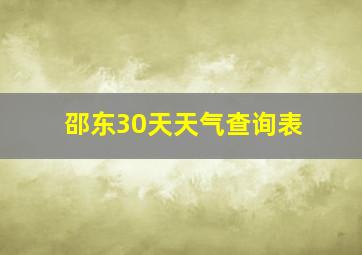 邵东30天天气查询表