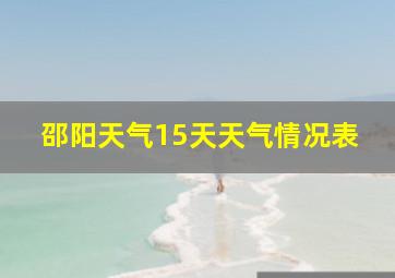 邵阳天气15天天气情况表