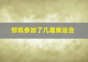 邹凯参加了几届奥运会