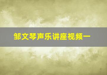 邹文琴声乐讲座视频一