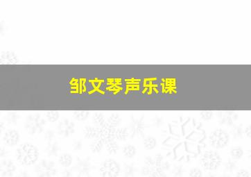 邹文琴声乐课