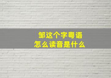 邹这个字粤语怎么读音是什么