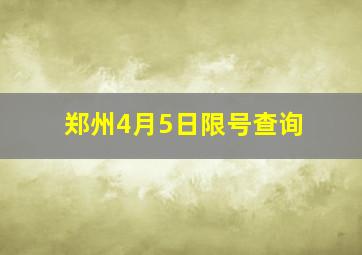 郑州4月5日限号查询