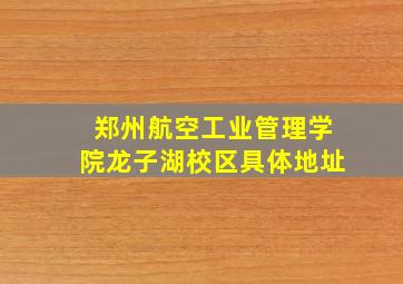 郑州航空工业管理学院龙子湖校区具体地址