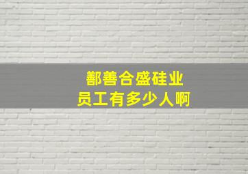 鄯善合盛硅业员工有多少人啊