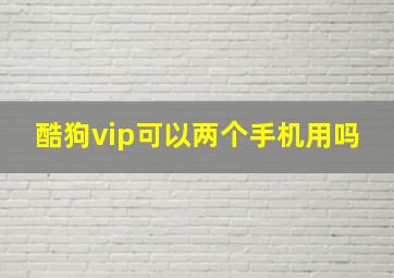 酷狗vip可以两个手机用吗