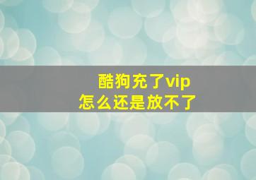 酷狗充了vip怎么还是放不了