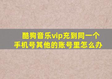 酷狗音乐vip充到同一个手机号其他的账号里怎么办