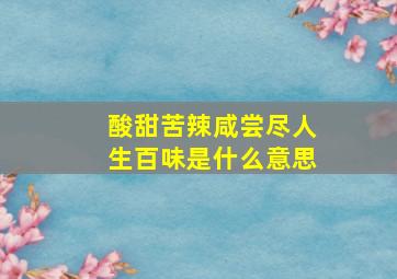 酸甜苦辣咸尝尽人生百味是什么意思