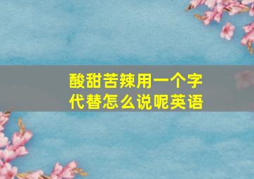 酸甜苦辣用一个字代替怎么说呢英语