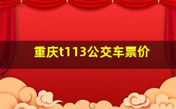 重庆t113公交车票价