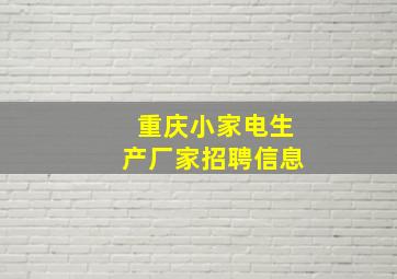 重庆小家电生产厂家招聘信息