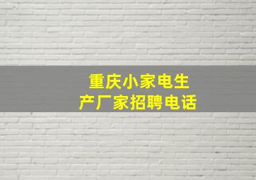 重庆小家电生产厂家招聘电话