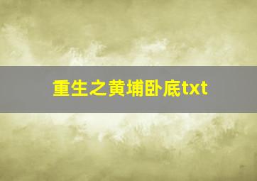 重生之黄埔卧底txt