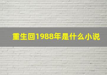 重生回1988年是什么小说