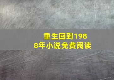 重生回到1988年小说免费阅读