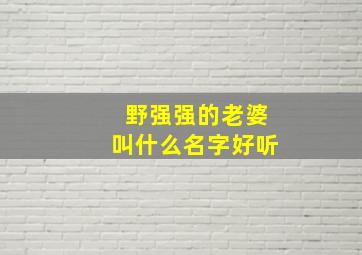 野强强的老婆叫什么名字好听