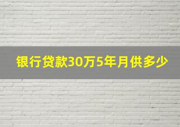 银行贷款30万5年月供多少