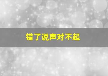 错了说声对不起