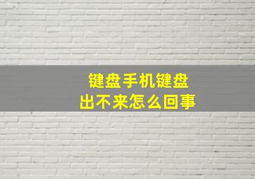 键盘手机键盘出不来怎么回事