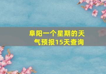 阜阳一个星期的天气预报15天查询