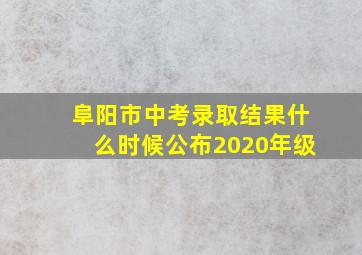 阜阳市中考录取结果什么时候公布2020年级