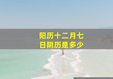 阳历十二月七日阴历是多少