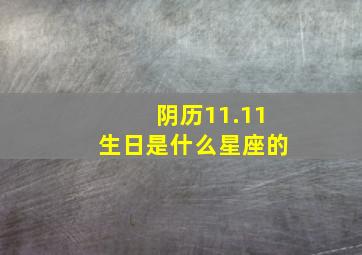 阴历11.11生日是什么星座的