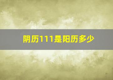 阴历111是阳历多少