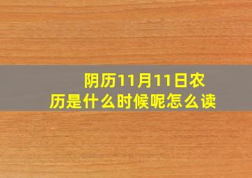 阴历11月11日农历是什么时候呢怎么读