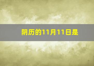 阴历的11月11日是