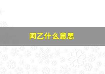 阿乙什么意思