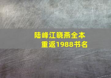 陆峰江晓燕全本重返1988书名