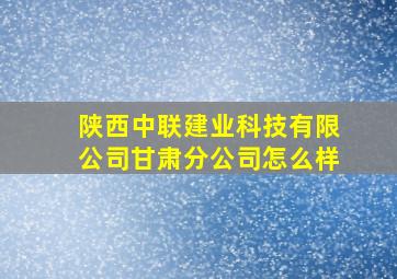 陕西中联建业科技有限公司甘肃分公司怎么样