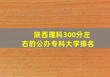 陕西理科300分左右的公办专科大学排名