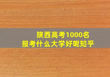 陕西高考1000名报考什么大学好呢知乎