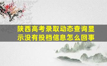 陕西高考录取动态查询显示没有投档信息怎么回事