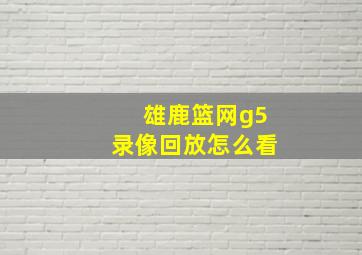 雄鹿篮网g5录像回放怎么看