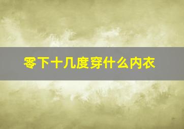 零下十几度穿什么内衣