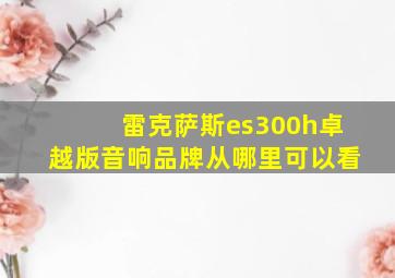 雷克萨斯es300h卓越版音响品牌从哪里可以看