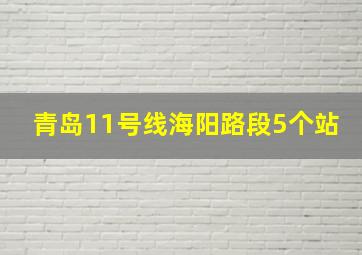 青岛11号线海阳路段5个站