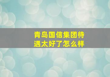 青岛国信集团待遇太好了怎么样