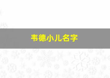 韦德小儿名字