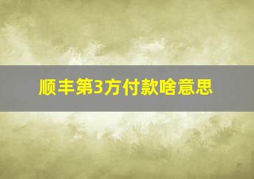 顺丰第3方付款啥意思