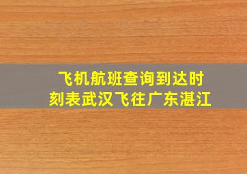 飞机航班查询到达时刻表武汉飞往广东湛江